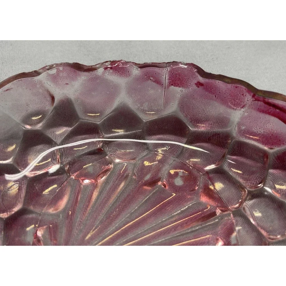 Vintage Anchor Hocking Grape Cluster Candy Mint Trinket Dish Translucent Purple
